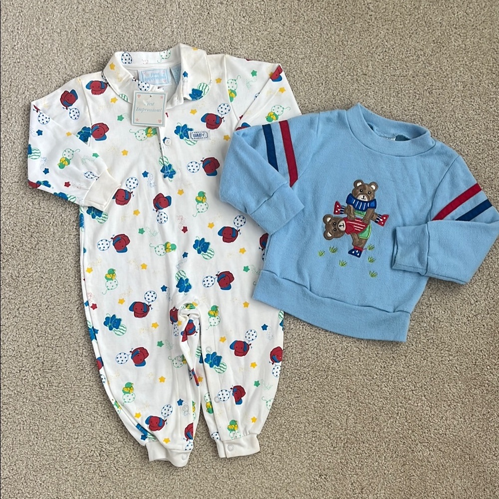Vintage kids infant romper & sweatshirt